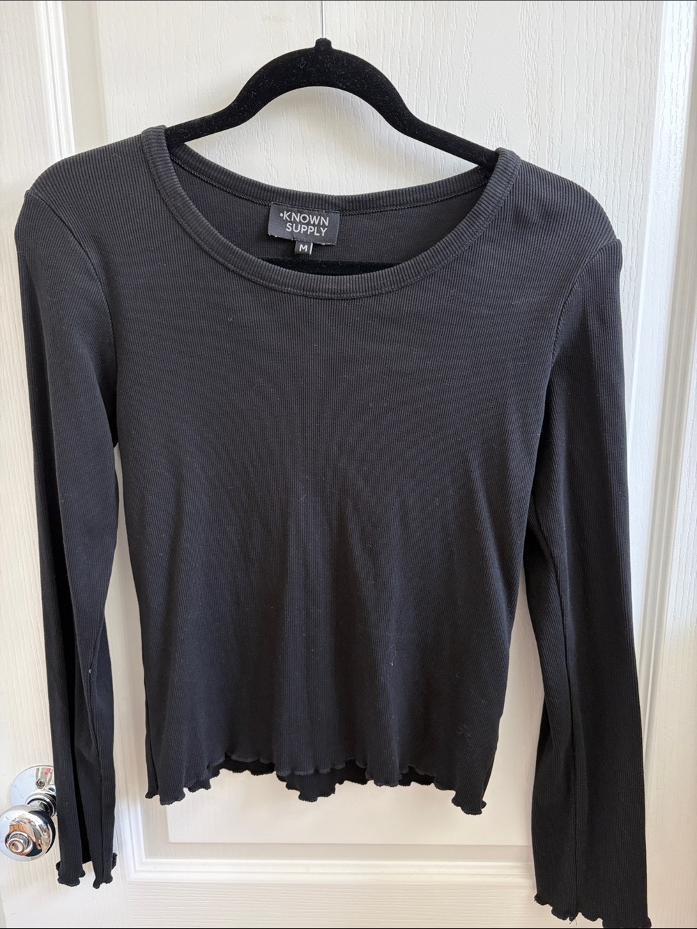 Known Supply Black Ribbed Long-Sleeve Tee